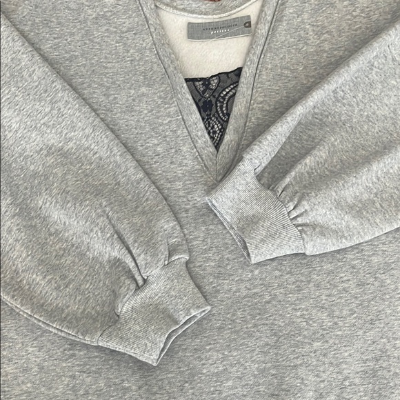 Pilcro Gray Long Sleeve Dress with Black Lace Hem - Picture 7 of 9